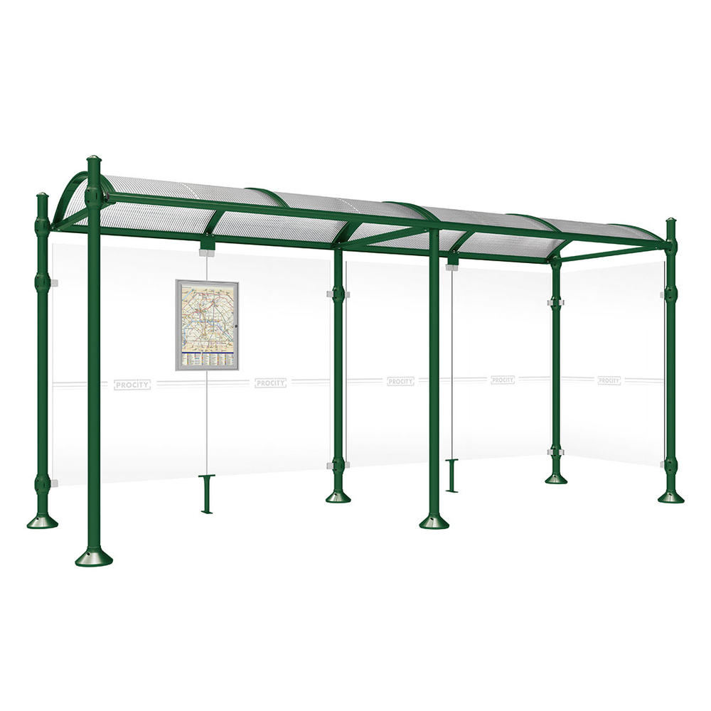 Station bus Province Agora RAL6005 - 5000 mm - un bardage latéral - PROCITY - 529303.6005