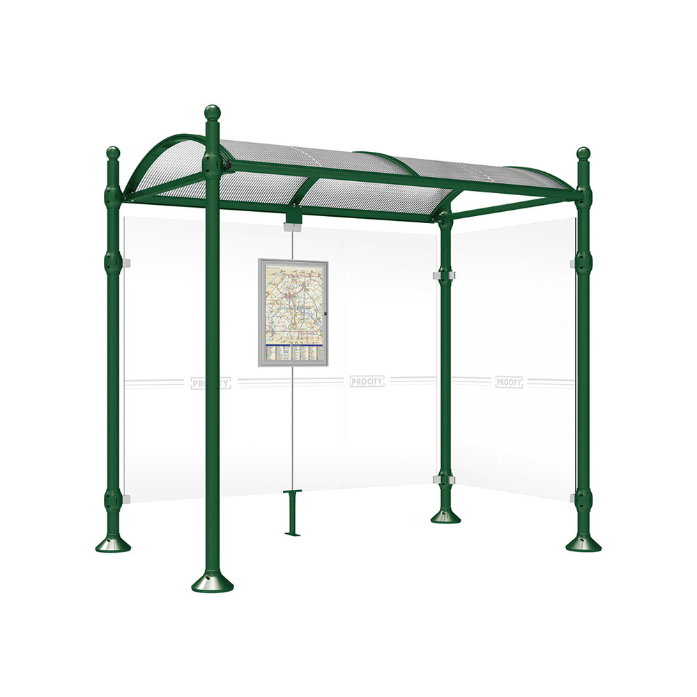 Station bus Province Boule RAL6005 - 2500 mm - un bardage latéral - PROCITY - 529304.6005