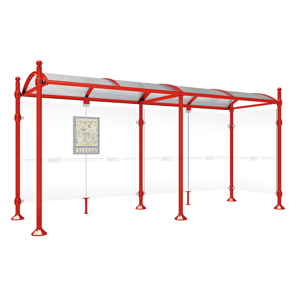 Station bus Province Boule RAL3020 - 5000 mm - un bardage latéral - PROCITY - 529305.3020