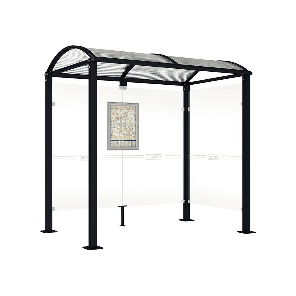 Station bus Voûte - poteaux carrés RAL9005 - 2500 mm - Bardage à droite - PROCITY - 529308.9005