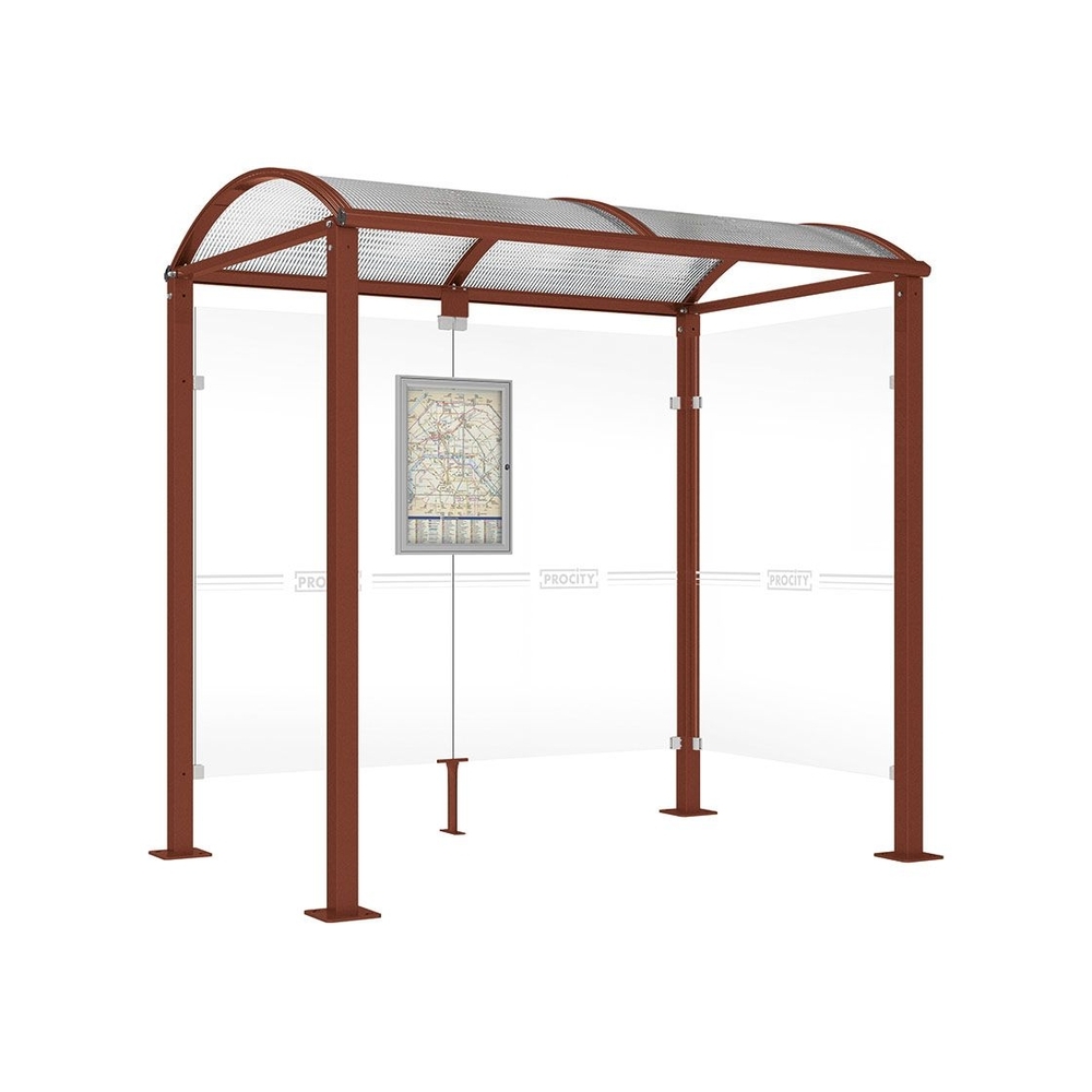 Station bus Voûte - poteaux carrés Aspect Corten - 2500 mm - Bardage à droite - PROCITY - 529308.S025