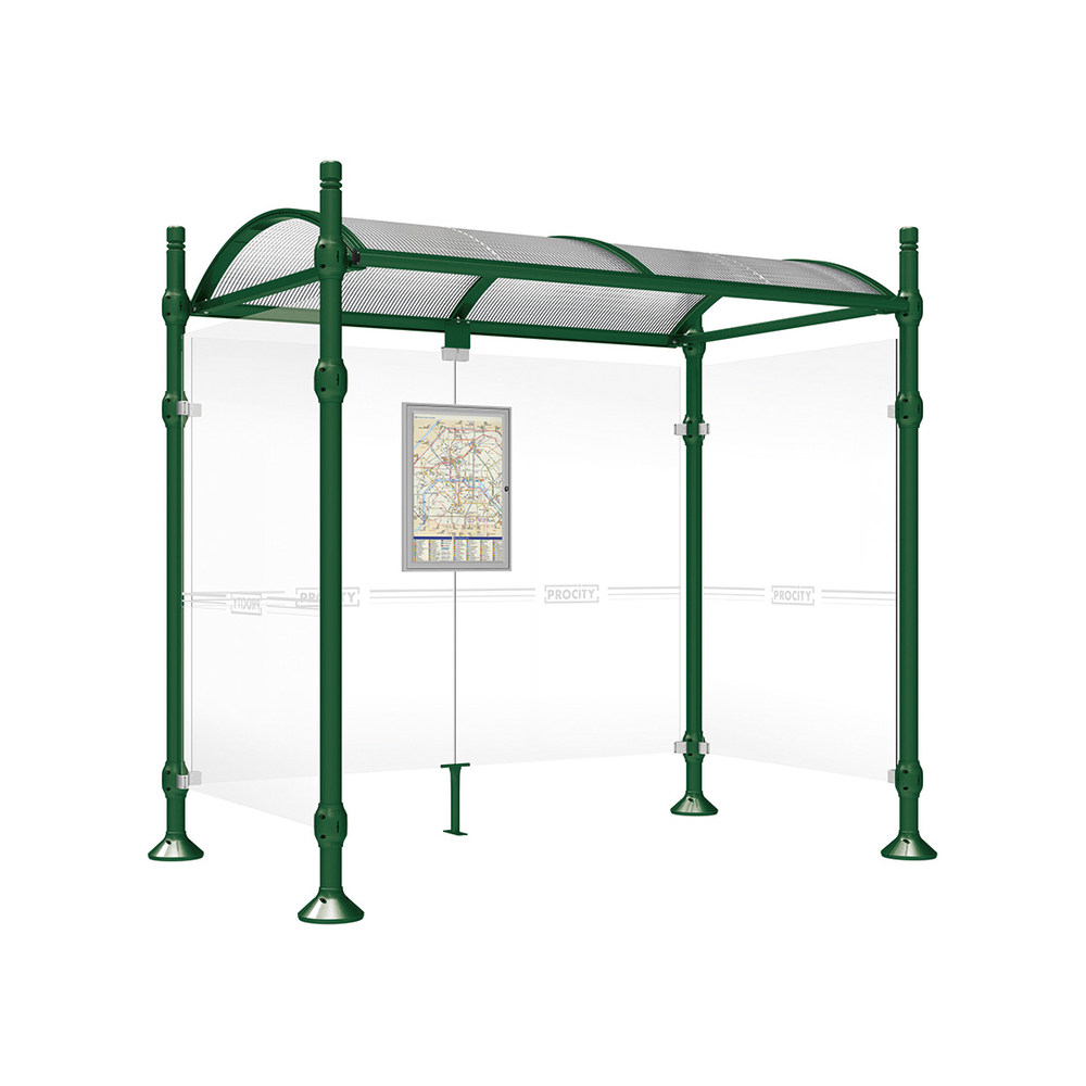 Station bus Province City RAL6005 - 2500 mm - deux bardages latéraux - PROCITY - 529310.6005