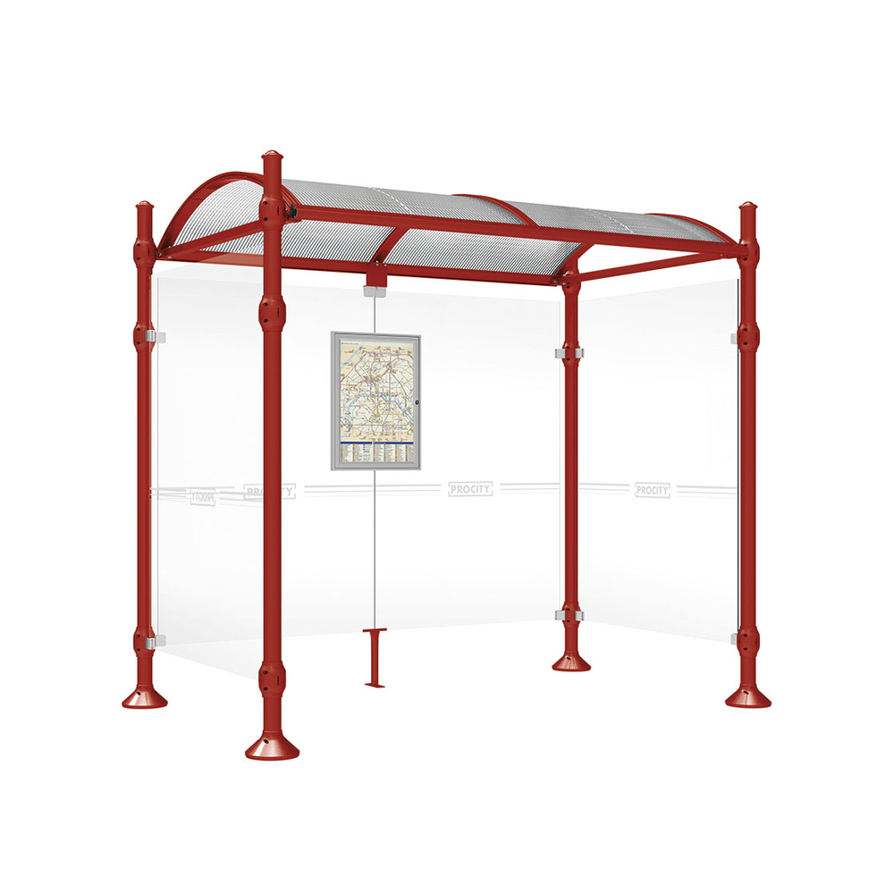 Station bus Province Agora RAL3004 - 2500 mm - deux bardages latéraux - PROCITY - 529312.3004