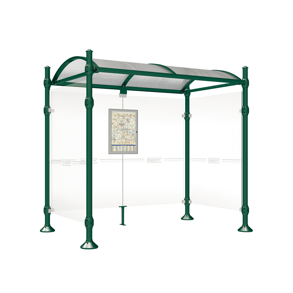 Station bus Province Agora RAL6005 - 2500 mm - deux bardages latéraux - PROCITY - 529312.6005