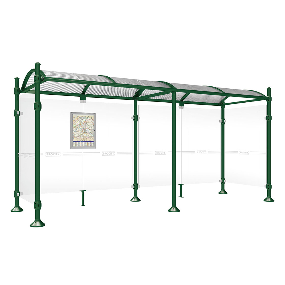 Station bus Province Agora RAL6005 - 5000 mm - deux bardages latéraux - PROCITY - 529313.6005