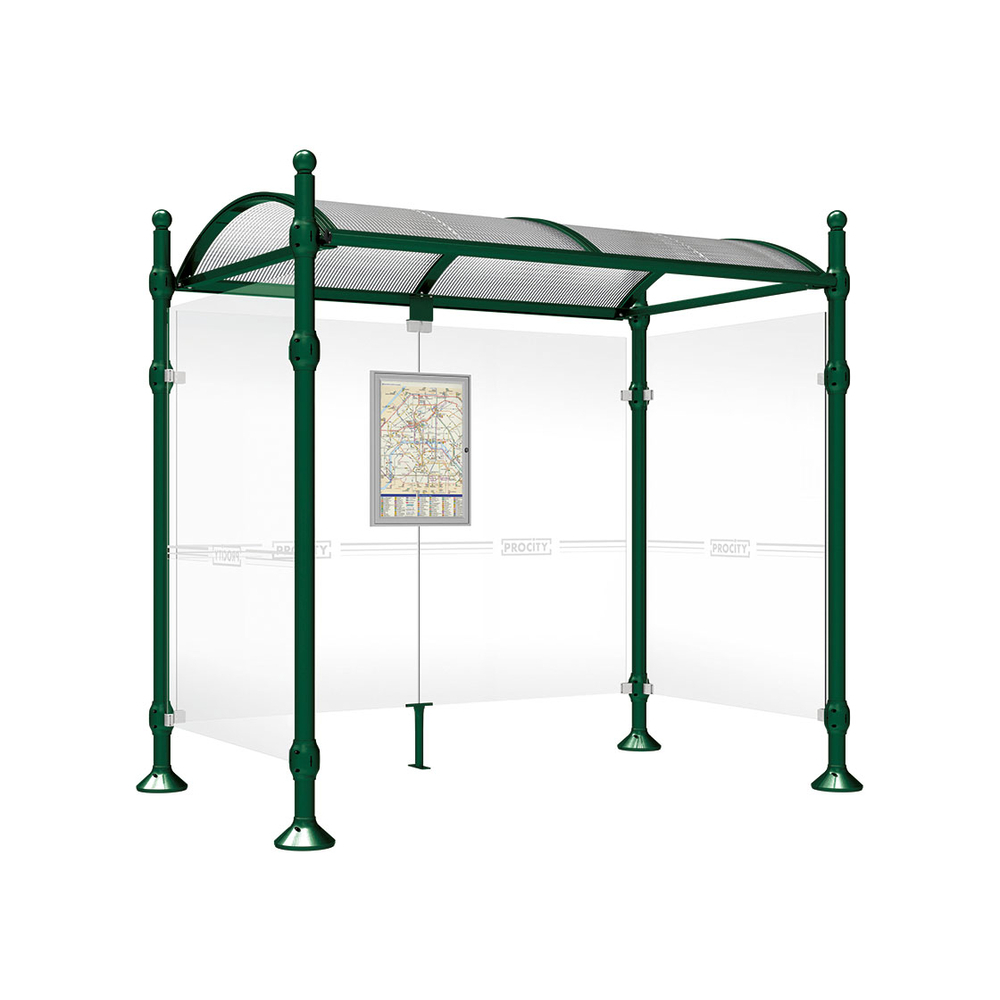 Station bus Province Boule RAL6005 - 2500 mm - deux bardages latéraux - PROCITY - 529314.6005