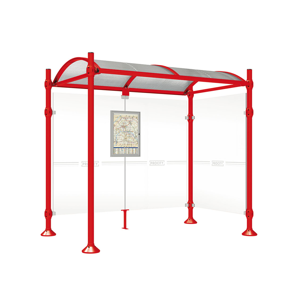 Station bus Province Inox brossé RAL3020 - 2500 mm - un bardage latéral - PROCITY - 529327.3020