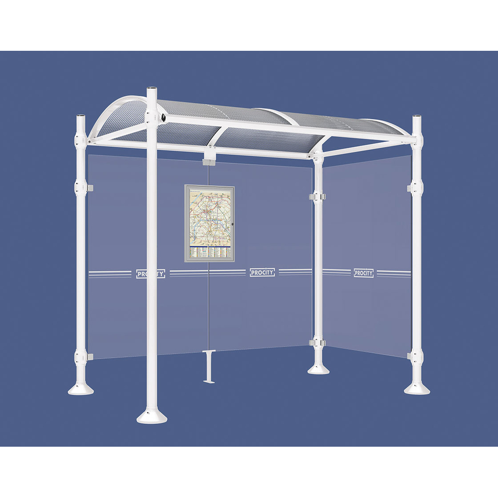 Station bus Province Inox brossé RAL9010 - 2500 mm - un bardage latéral - PROCITY - 529327.9010