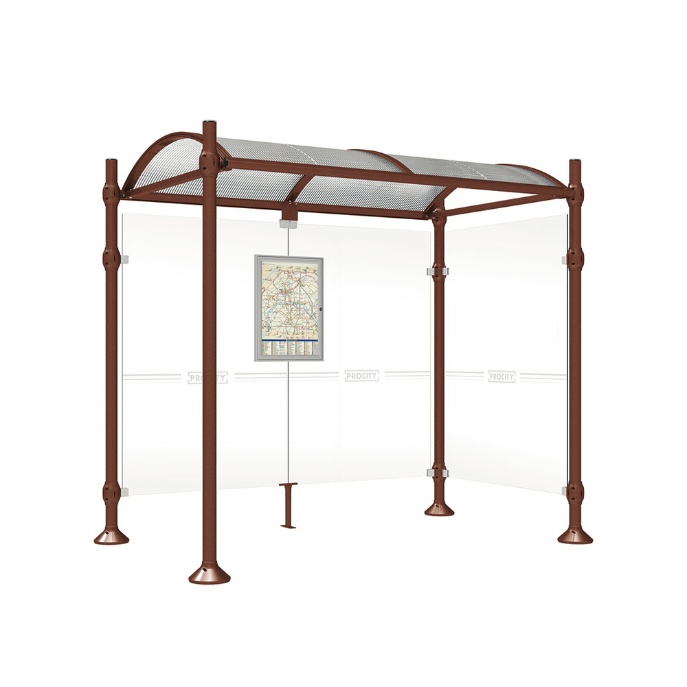 Station bus Province Inox brossé Aspect Corten - 2500 mm - un bardage latéral - PROCITY - 529327.S025