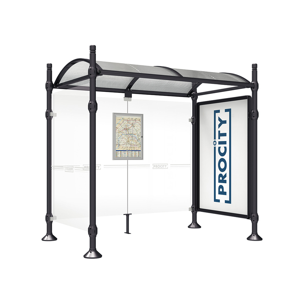 Station bus Province City RAL9005 - 2500 mm - une vitrine 2000mm et un bardage latéral - PROCITY - 529330.9005