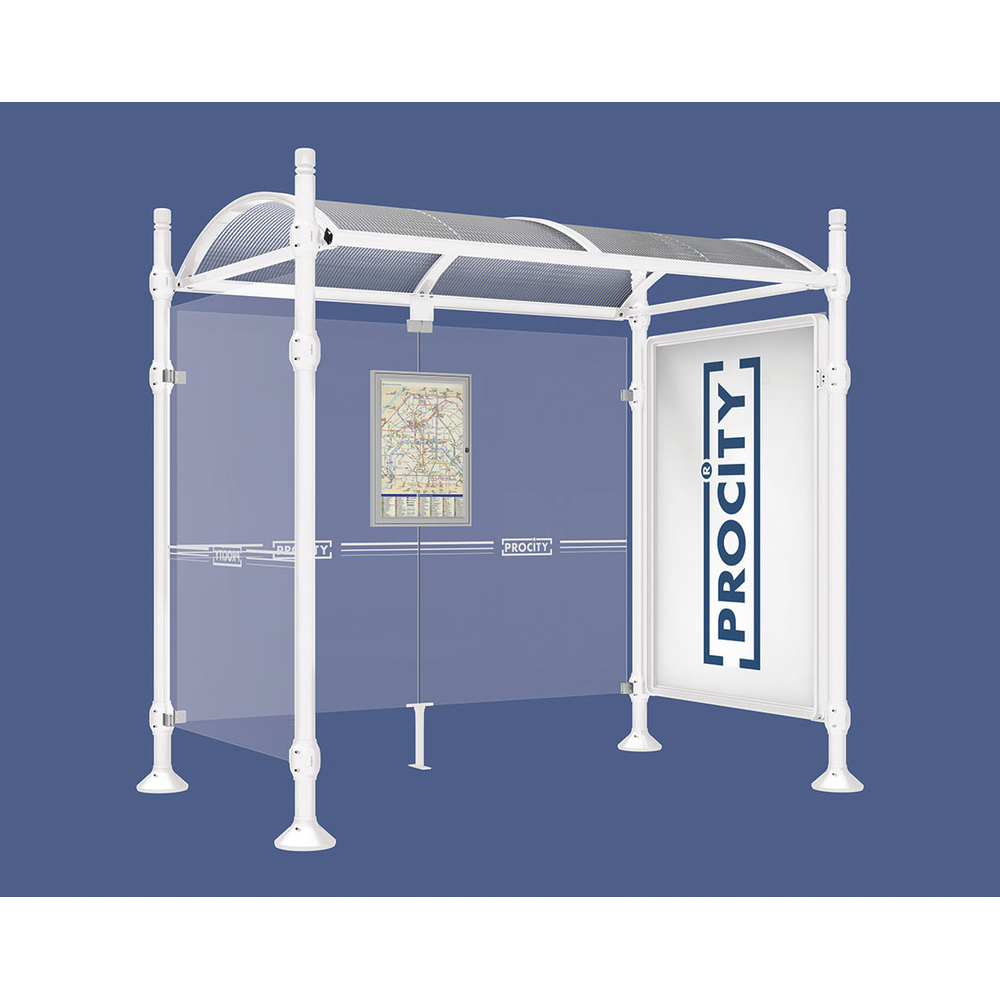Station bus Province City RAL9010 - 2500 mm - une vitrine 2000mm et un bardage latéral - PROCITY - 529330.9010