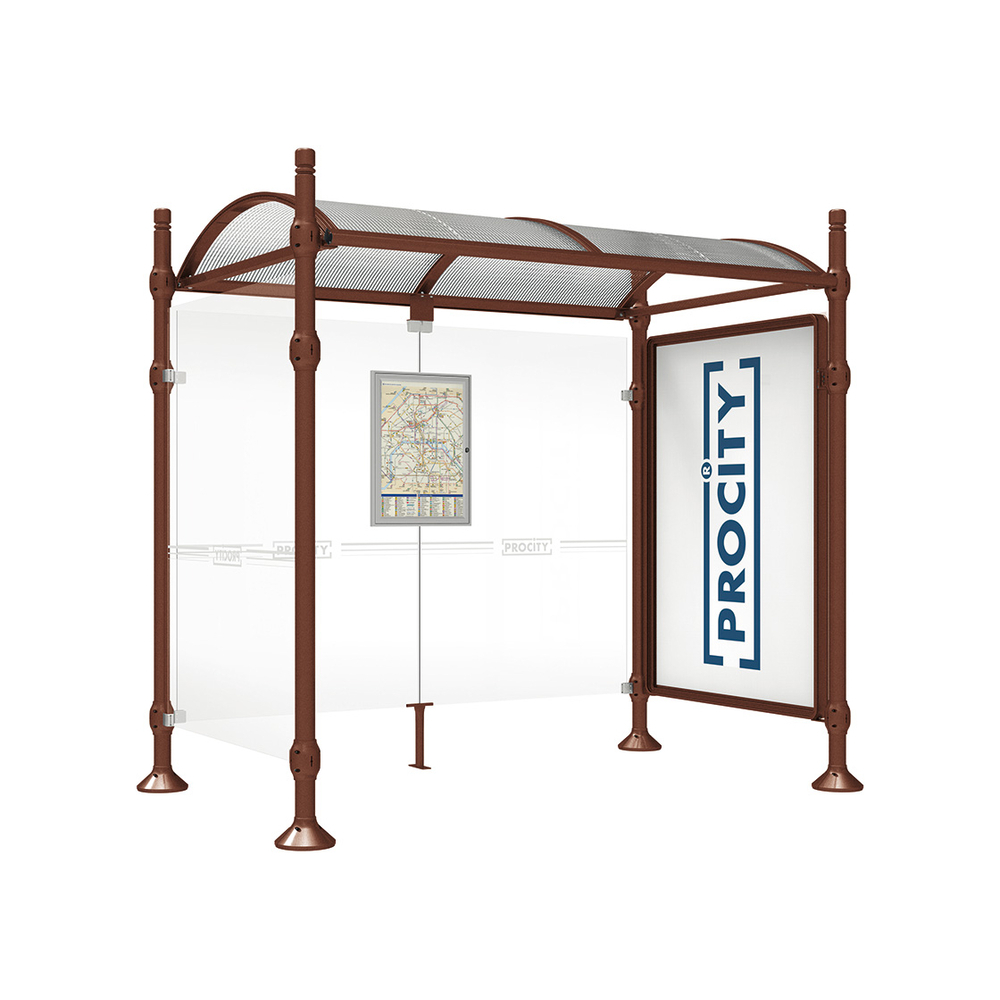 Station bus Province City Aspect Corten - 2500 mm - une vitrine 2000mm et un bardage latéral - PROCITY - 529330.S025