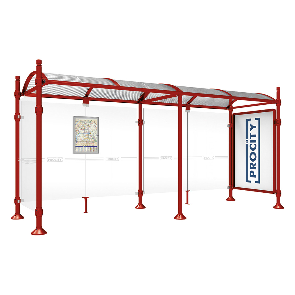 Station bus Province City RAL3004 - 5000 mm - une vitrine 2000mm et un bardage latéral - PROCITY - 529331.3004