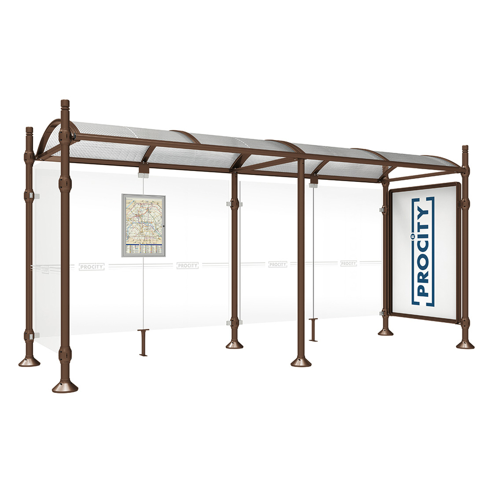 Station bus Province City RAL8017 - 5000 mm - une vitrine 2000mm et un bardage latéral - PROCITY - 529331.8017