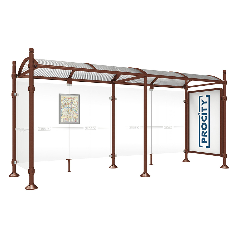Station bus Province City Aspect Corten - 5000 mm - une vitrine 2000mm et un bardage latéral - PROCITY - 529331.S025