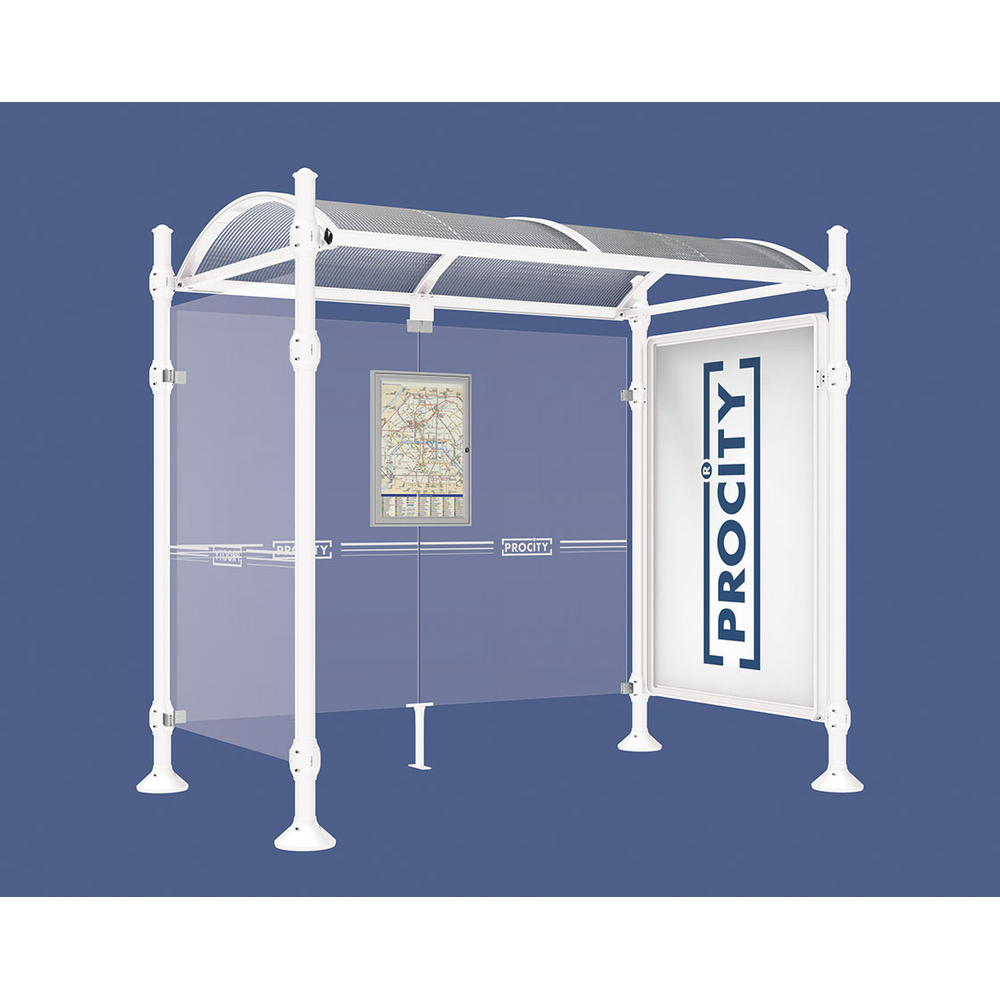 Station bus Province Agora RAL9010 - 2500 mm - une vitrine 2000mm et un bardage latéral - PROCITY - 529332.9010