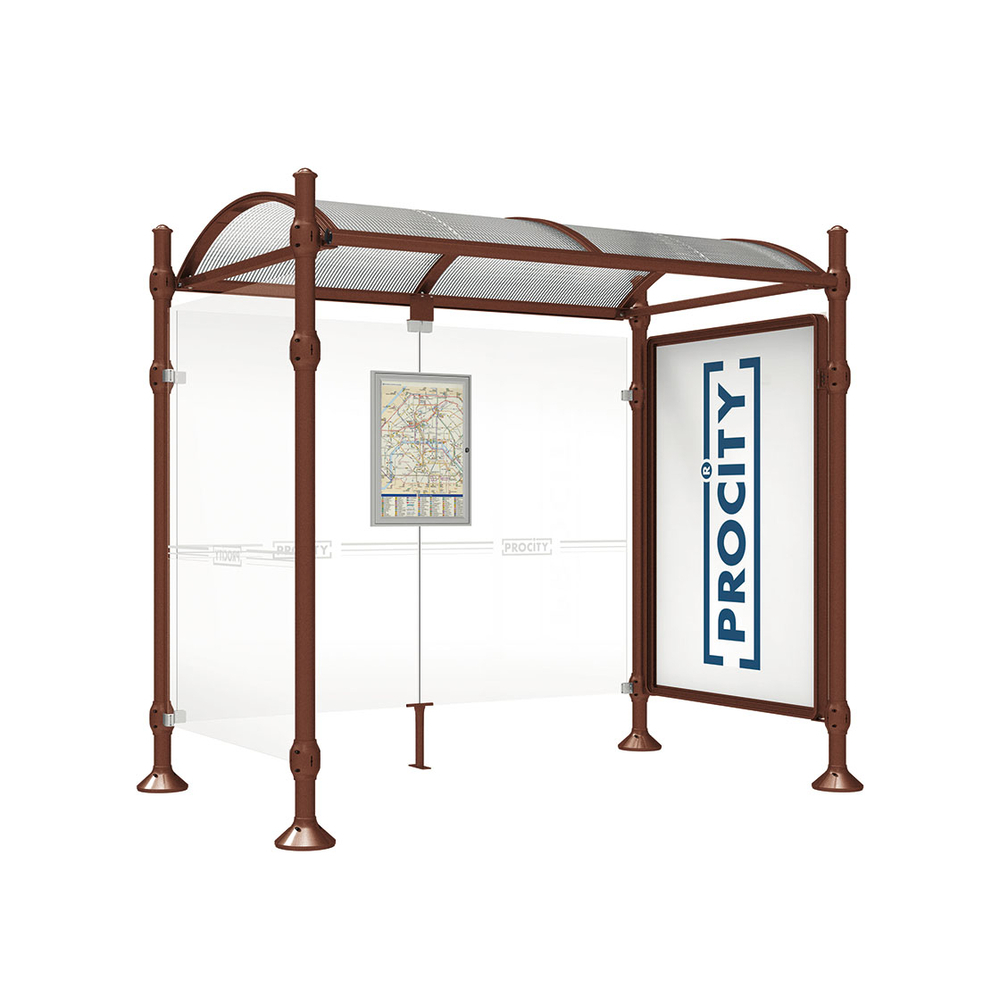 Station bus Province Agora Aspect Corten - 2500 mm - une vitrine 2000mm et un bardage latéral - PROCITY - 529332.S025