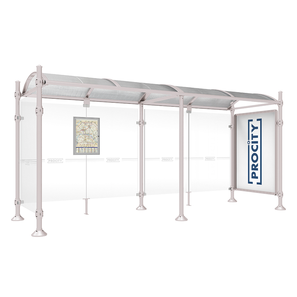 Station bus Province Agora RAL7044 - 5000 mm - une vitrine 2000mm et un bardage latéral - PROCITY - 529333.7044