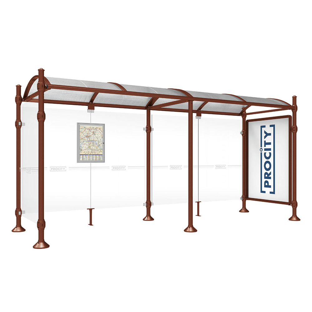 Station bus Province Agora Aspect Corten - 5000 mm - une vitrine 2000mm et un bardage latéral - PROCITY - 529333.S025