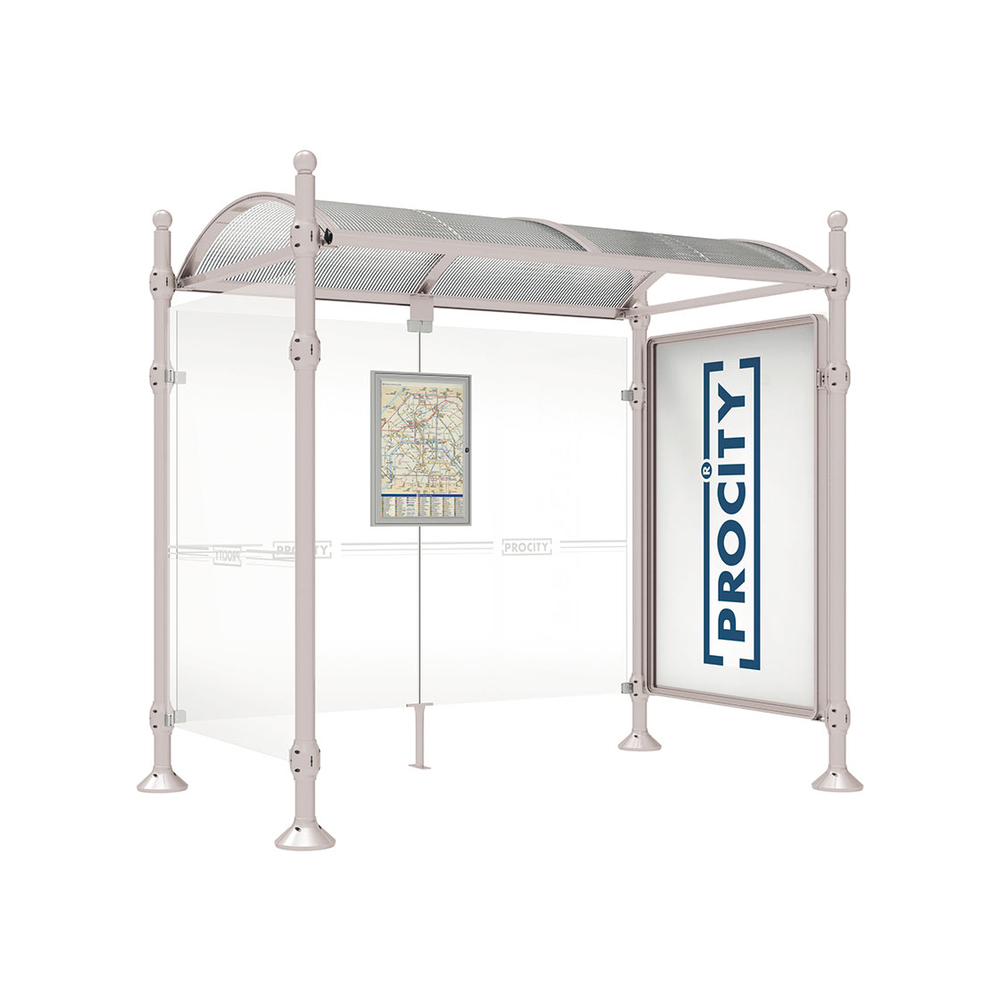 Station bus Province Boule RAL7044 - 2500 mm - une vitrine 2000mm et un bardage latéral - PROCITY - 529334.7044