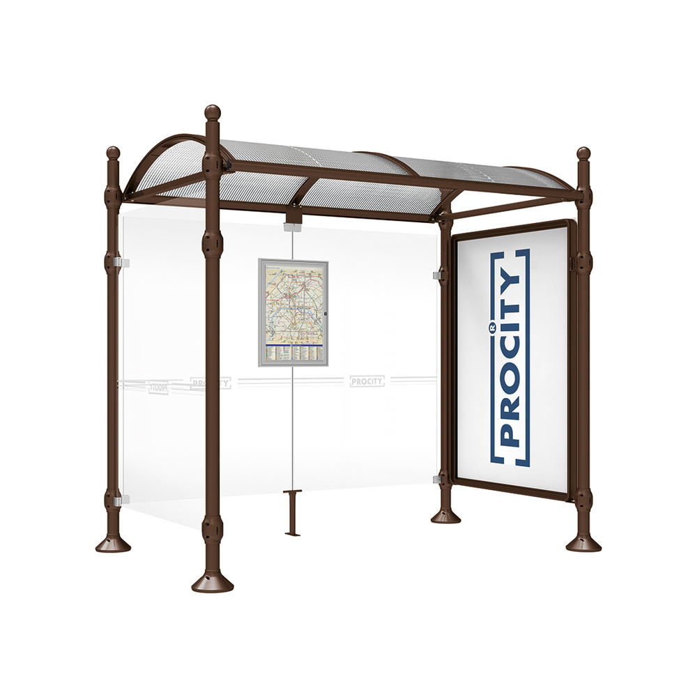 Station bus Province Boule RAL8017 - 2500 mm - une vitrine 2000mm et un bardage latéral - PROCITY - 529334.8017