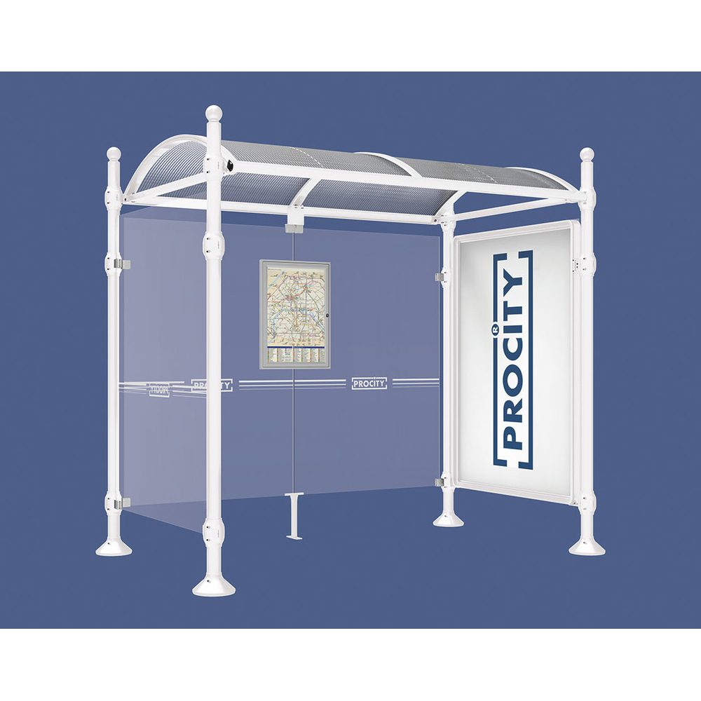 Station bus Province Boule RAL9010 - 2500 mm - une vitrine 2000mm et un bardage latéral - PROCITY - 529334.9010