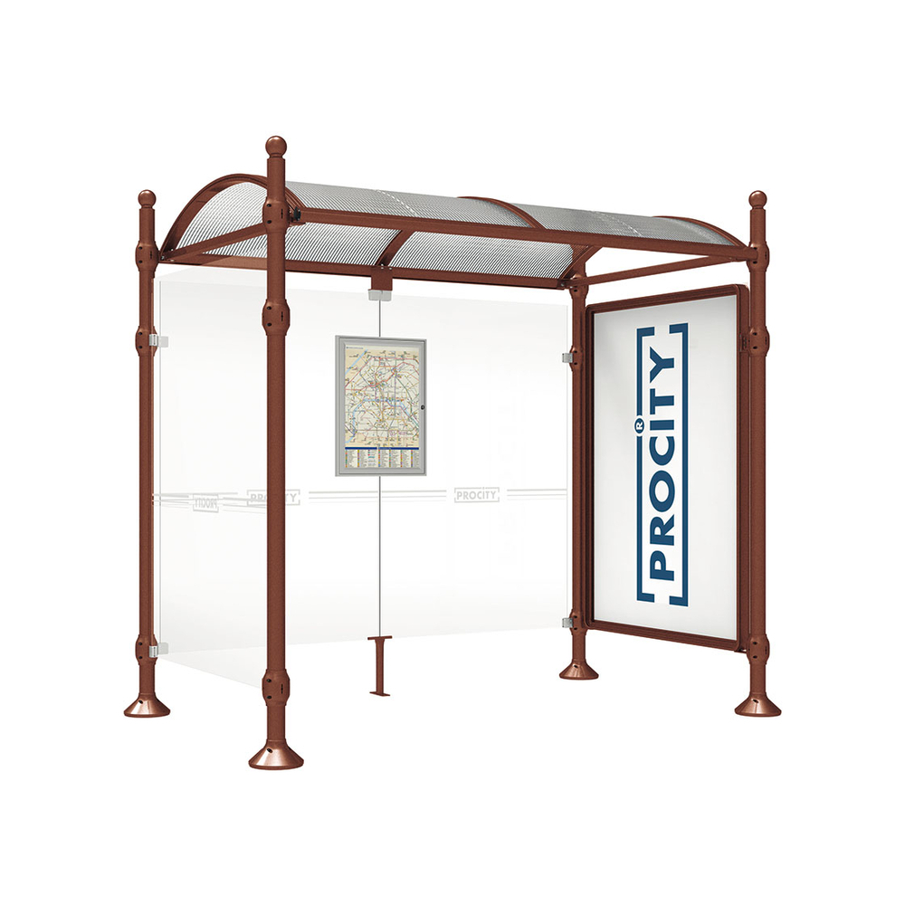 Station bus Province Boule Aspect Corten - 2500 mm - une vitrine 2000mm et un bardage latéral - PROCITY - 529334.S025
