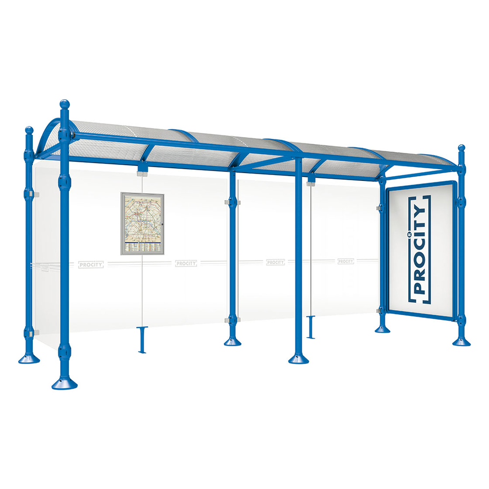 Station bus Province Boule RAL5010 - 5000 mm - une vitrine 2000mm et un bardage latéral - PROCITY - 529335.5010