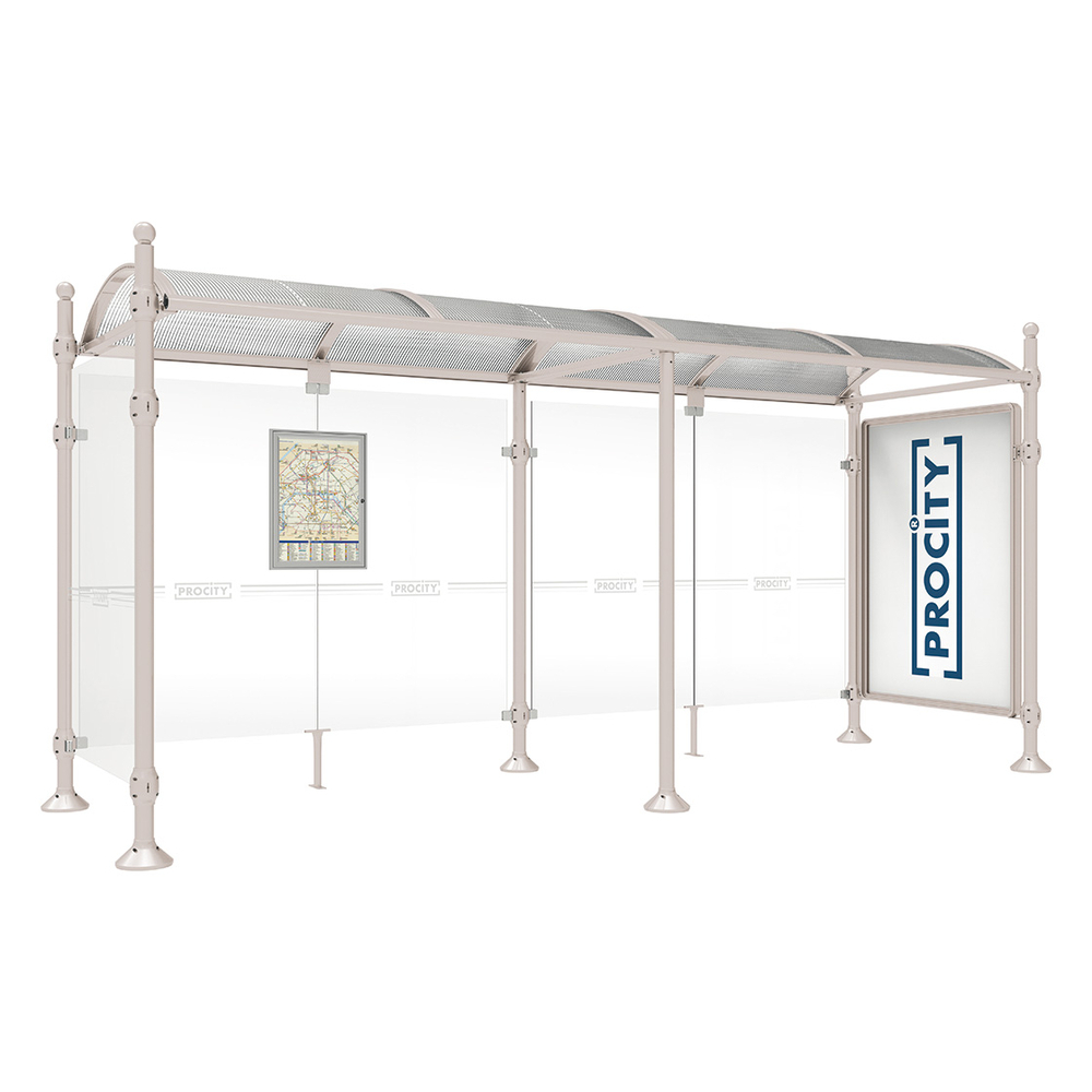 Station bus Province Boule RAL7044 - 5000 mm - une vitrine 2000mm et un bardage latéral - PROCITY - 529335.7044