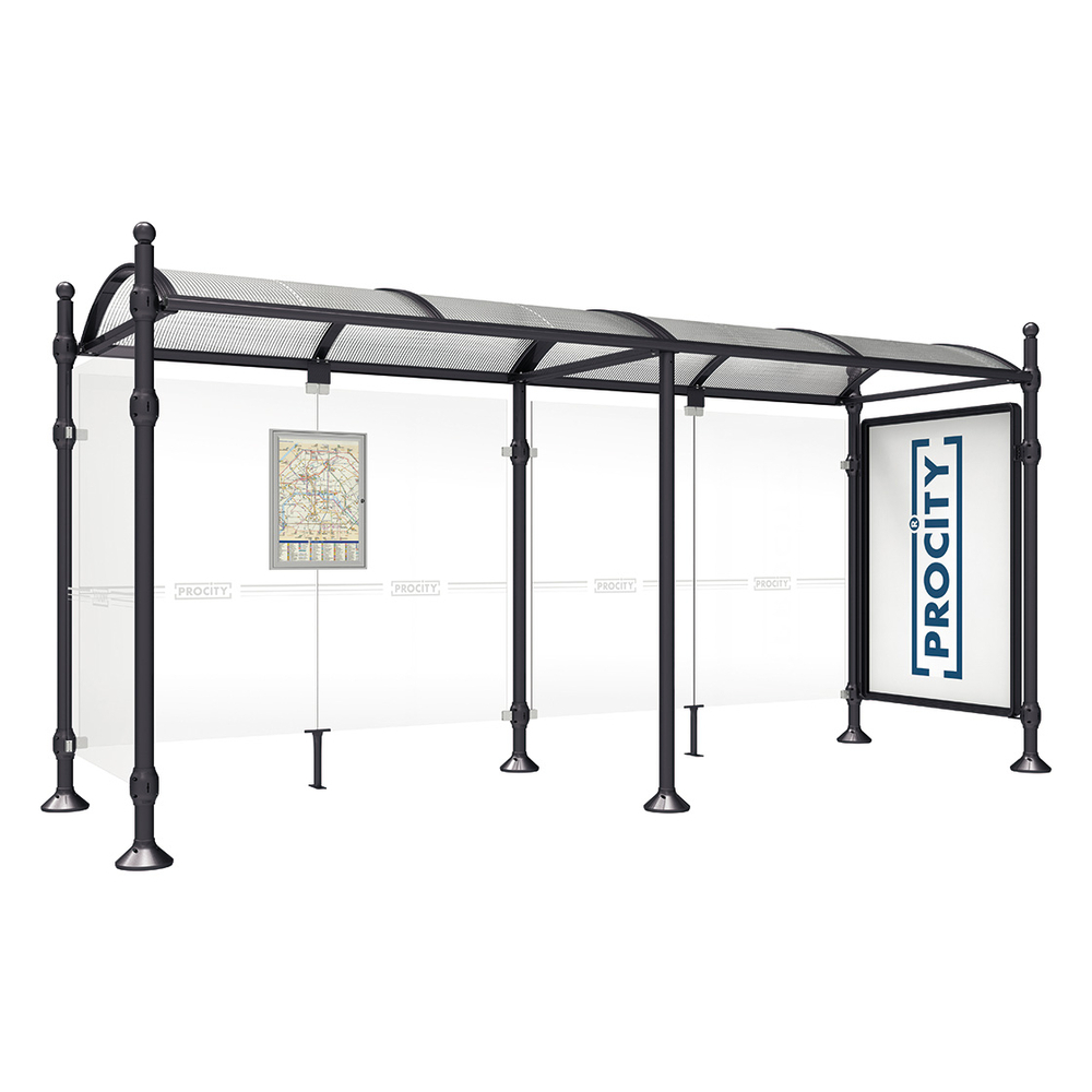 Station bus Province Boule RAL9005 - 5000 mm - une vitrine 2000mm et un bardage latéral - PROCITY - 529335.9005