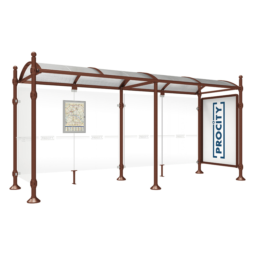 Station bus Province Boule Aspect Corten - 5000 mm - une vitrine 2000mm et un bardage latéral - PROCITY - 529335.S025