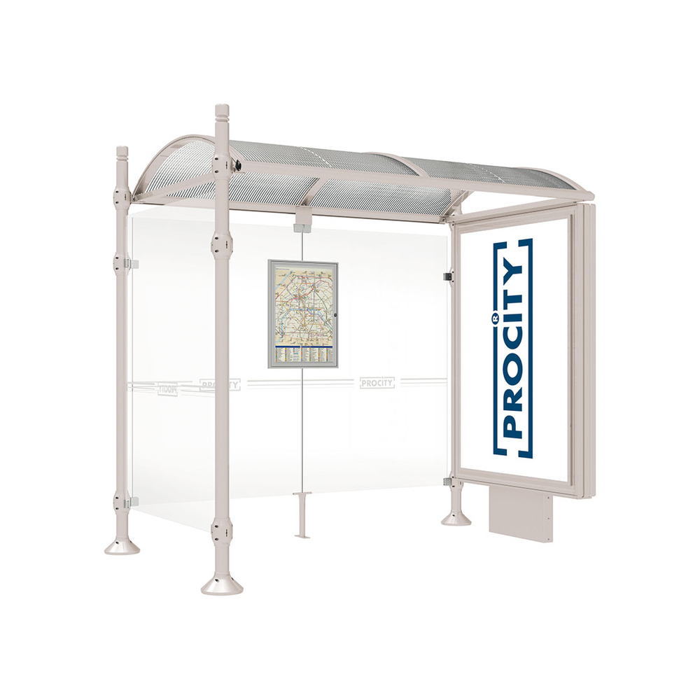 Station bus Province City RAL7044 - 2500 mm - un caisson lumineux et un bardage latéral - PROCITY - 529350.7044