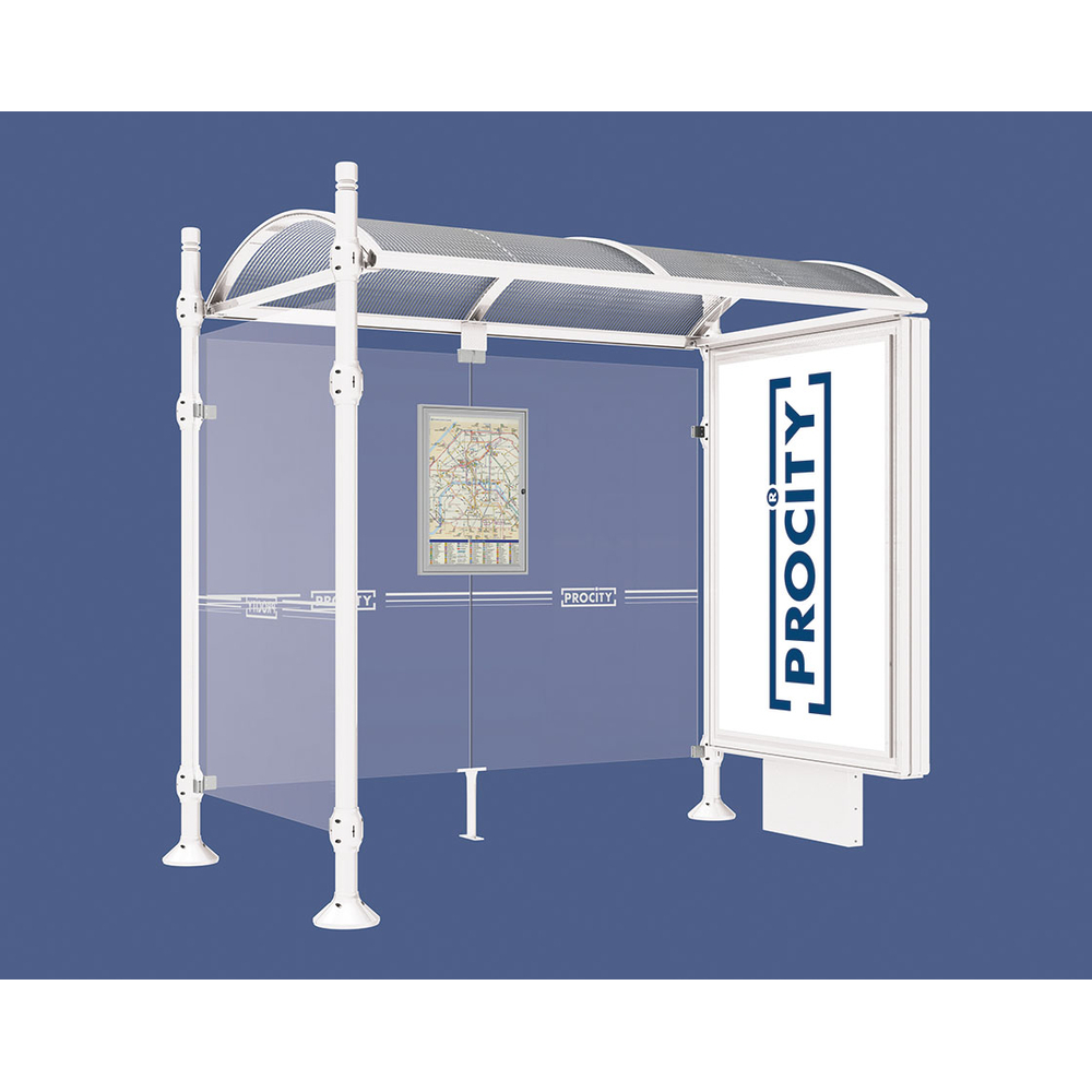 Station bus Province City RAL9010 - 2500 mm - un caisson lumineux et un bardage latéral - PROCITY - 529350.9010