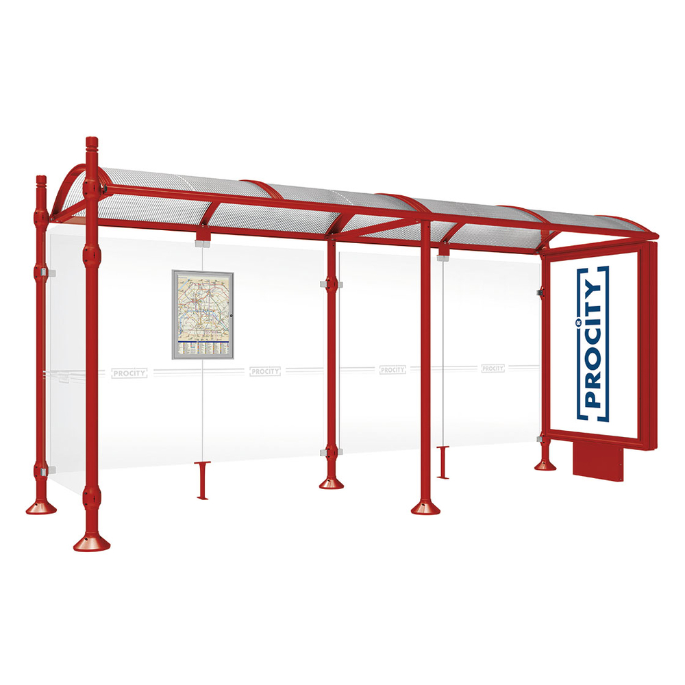 Station bus Province City RAL3004 - 5000 mm - un caisson lumineux et un bardage latéral - PROCITY - 529351.3004