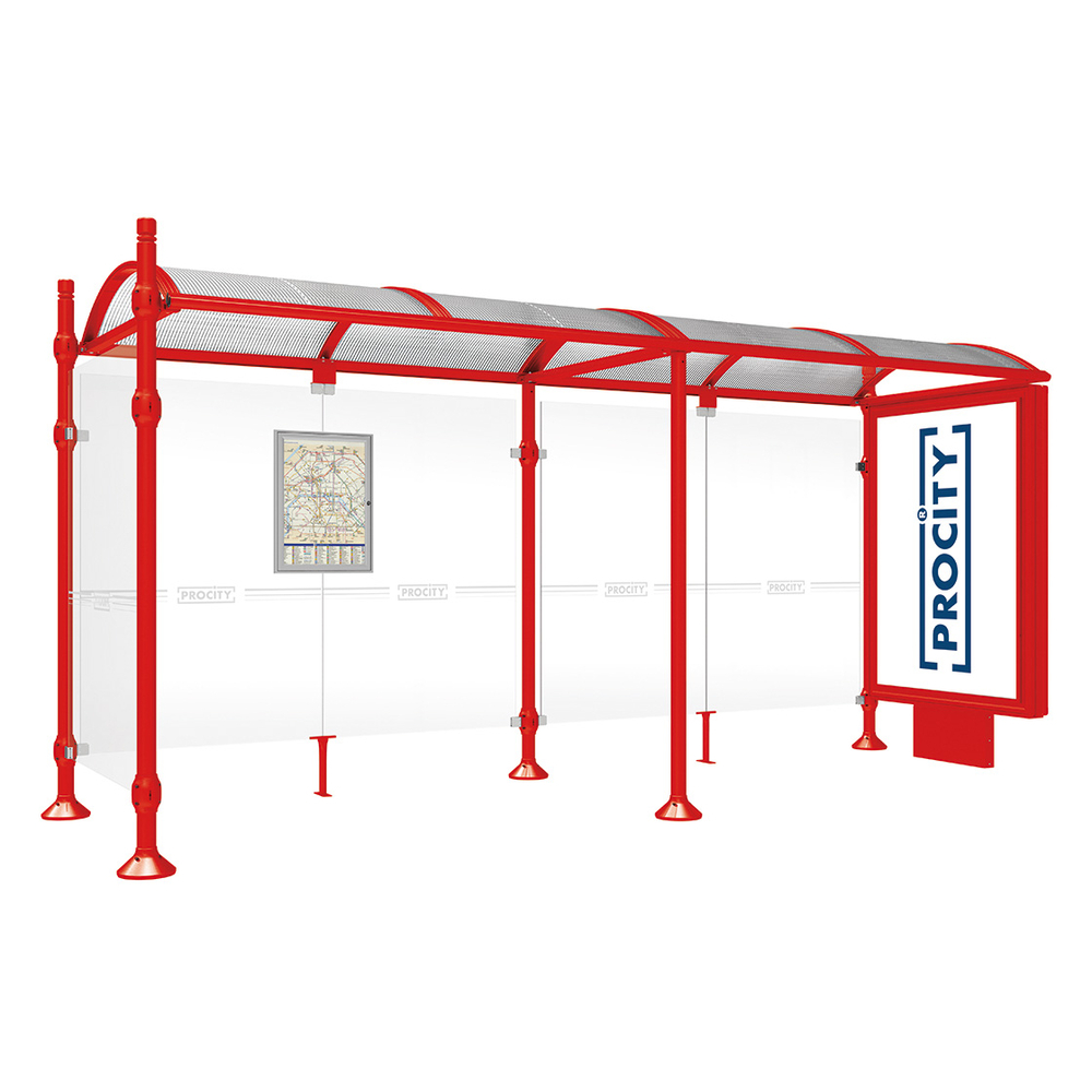 Station bus Province City RAL3020 - 5000 mm - un caisson lumineux et un bardage latéral - PROCITY - 529351.3020