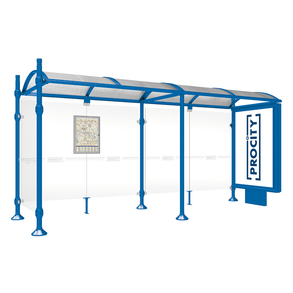 Station bus Province City RAL5010 - 5000 mm - un caisson lumineux et un bardage latéral - PROCITY - 529351.5010