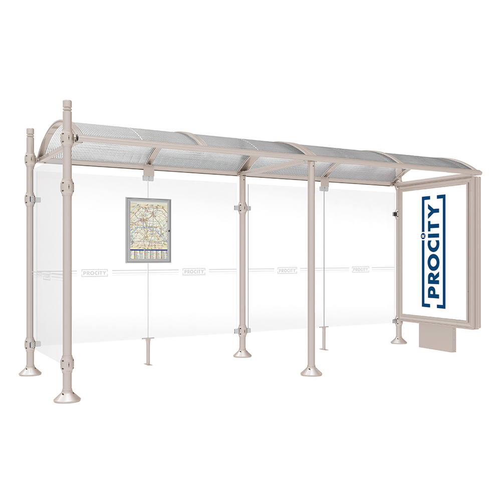 Station bus Province City RAL7044 - 5000 mm - un caisson lumineux et un bardage latéral - PROCITY - 529351.7044