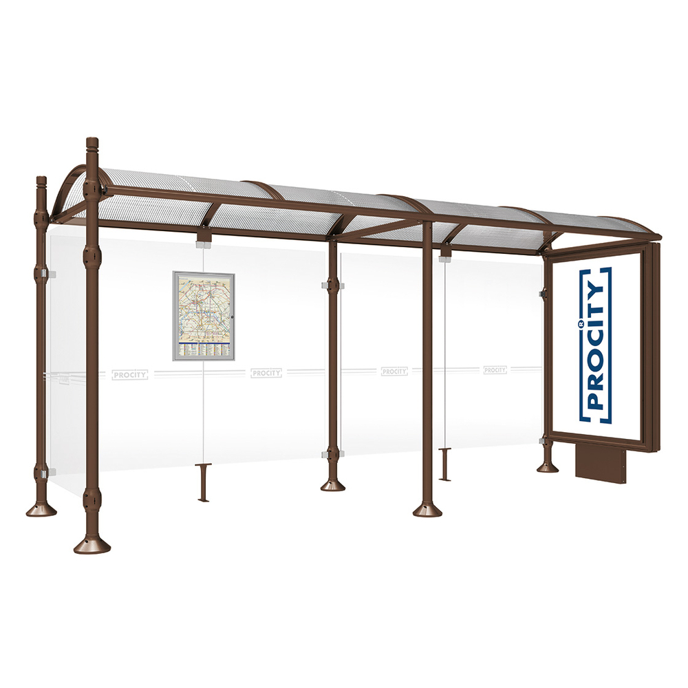 Station bus Province City RAL8017 - 5000 mm - un caisson lumineux et un bardage latéral - PROCITY - 529351.8017