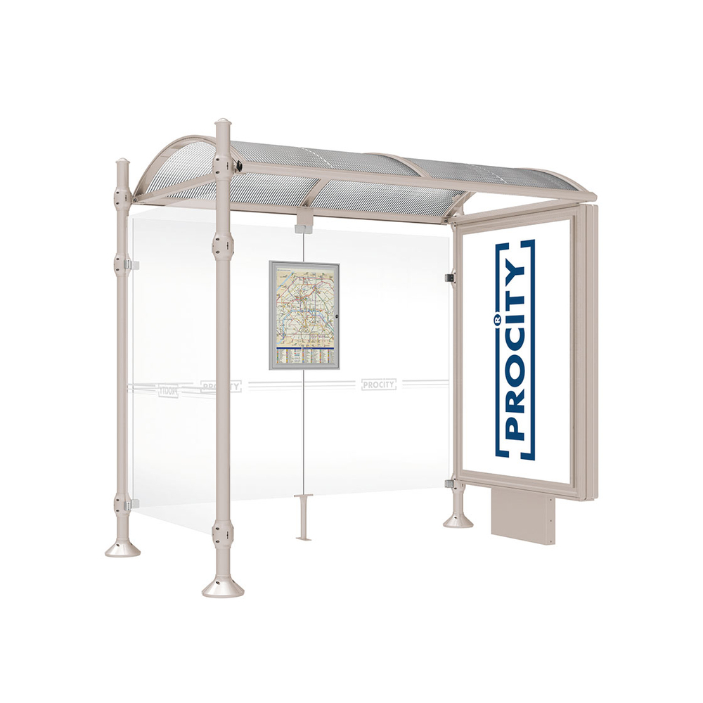 Station bus Province Agora RAL7044 - 2500 mm - un caisson lumineux et un bardage latéral - PROCITY - 529352.7044