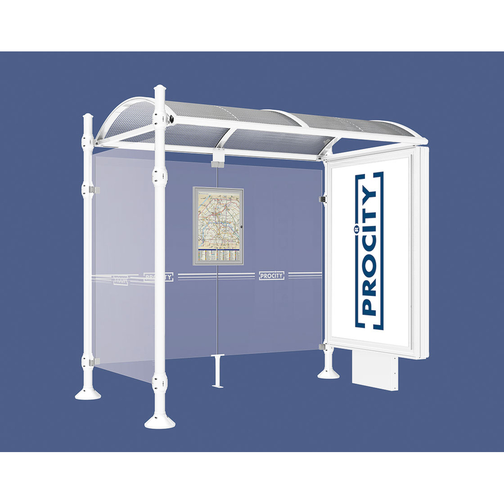 Station bus Province Agora RAL9010 - 2500 mm - un caisson lumineux et un bardage latéral - PROCITY - 529352.9010