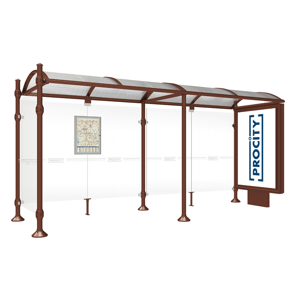 Station bus Province Agora Aspect Corten - 5000 mm - un caisson lumineux et un bardage latéral - PROCITY - 529353.S025