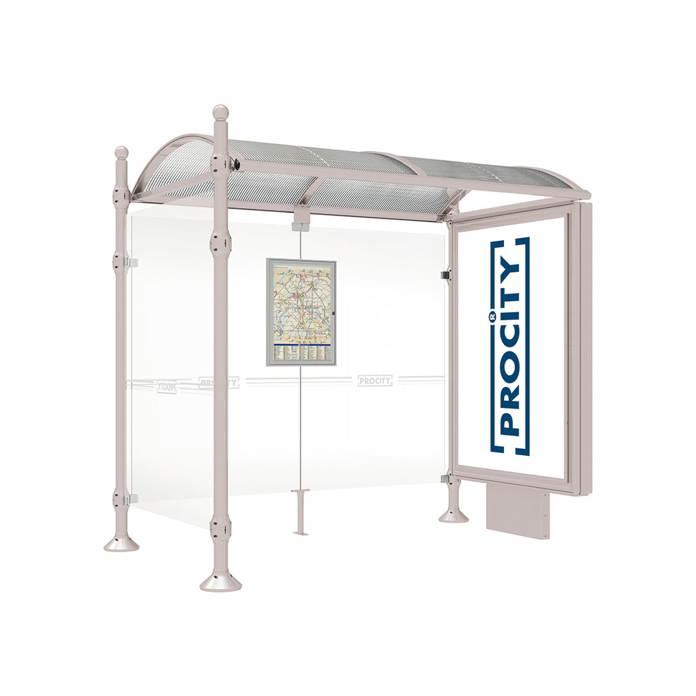 Station bus Province Boule RAL7044 - 2500 mm - un caisson lumineux et un bardage latéral - PROCITY - 529354.7044