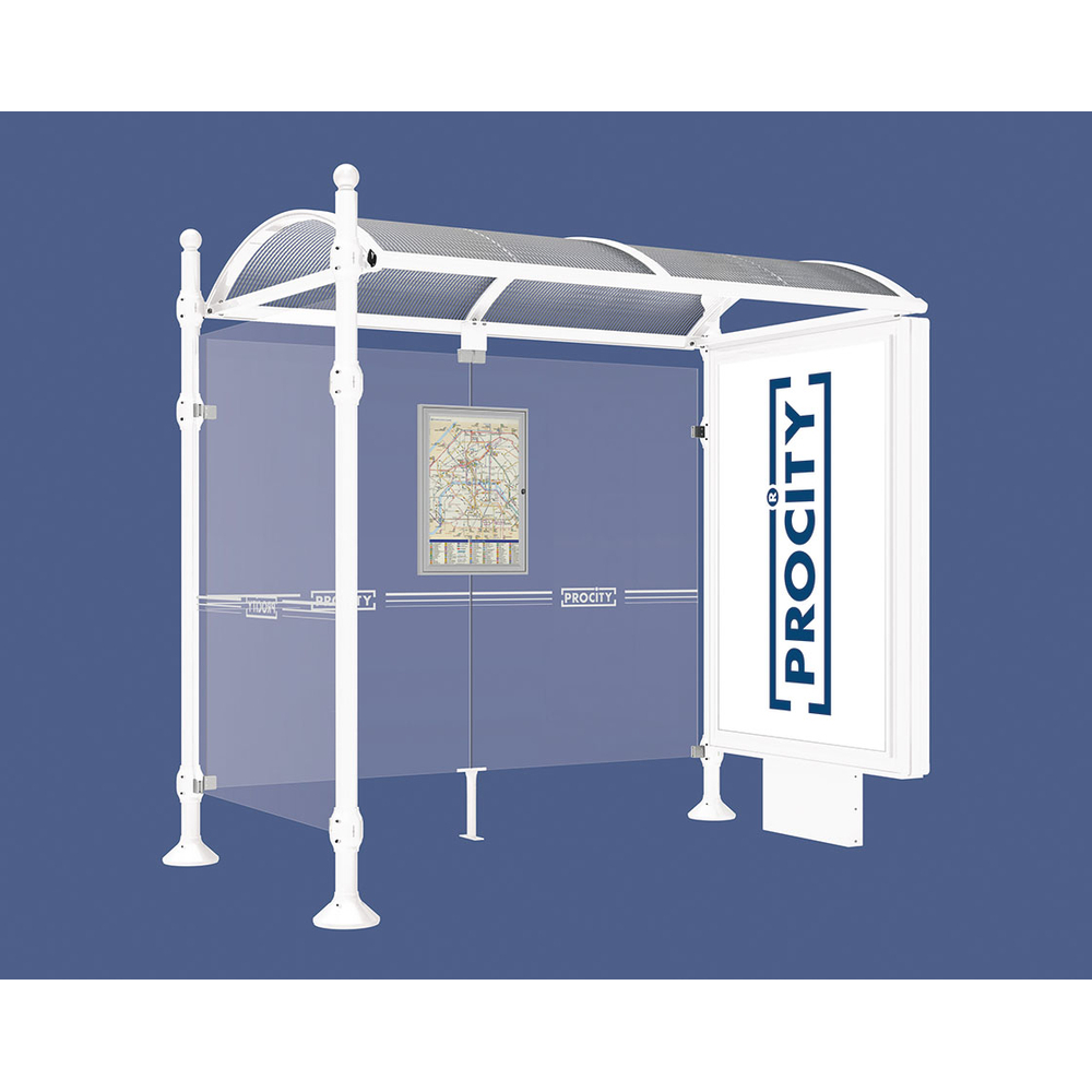 Station bus Province Boule RAL9010 - 2500 mm - un caisson lumineux et un bardage latéral - PROCITY - 529354.9010