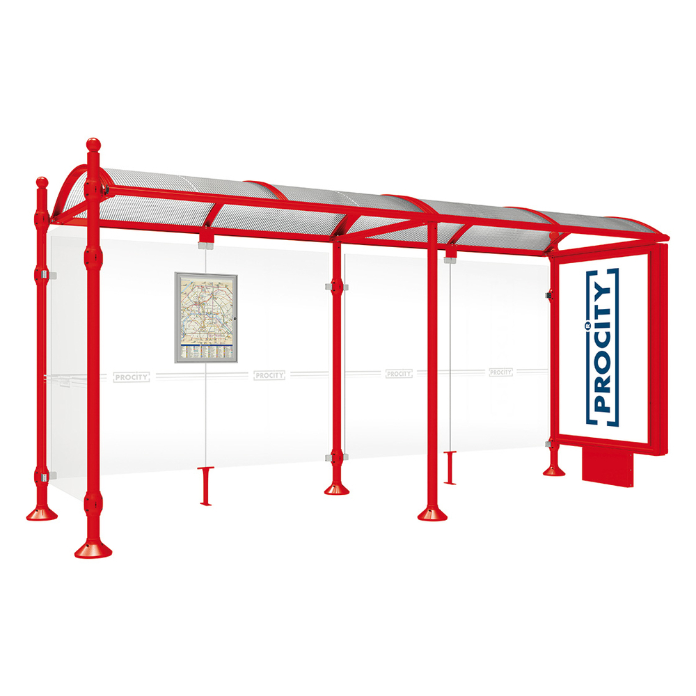 Station bus Province Boule RAL3020 - 5000 mm - un caisson lumineux et un bardage latéral - PROCITY - 529355.3020