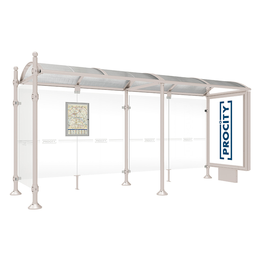 Station bus Province Boule RAL7044 - 5000 mm - un caisson lumineux et un bardage latéral - PROCITY - 529355.7044
