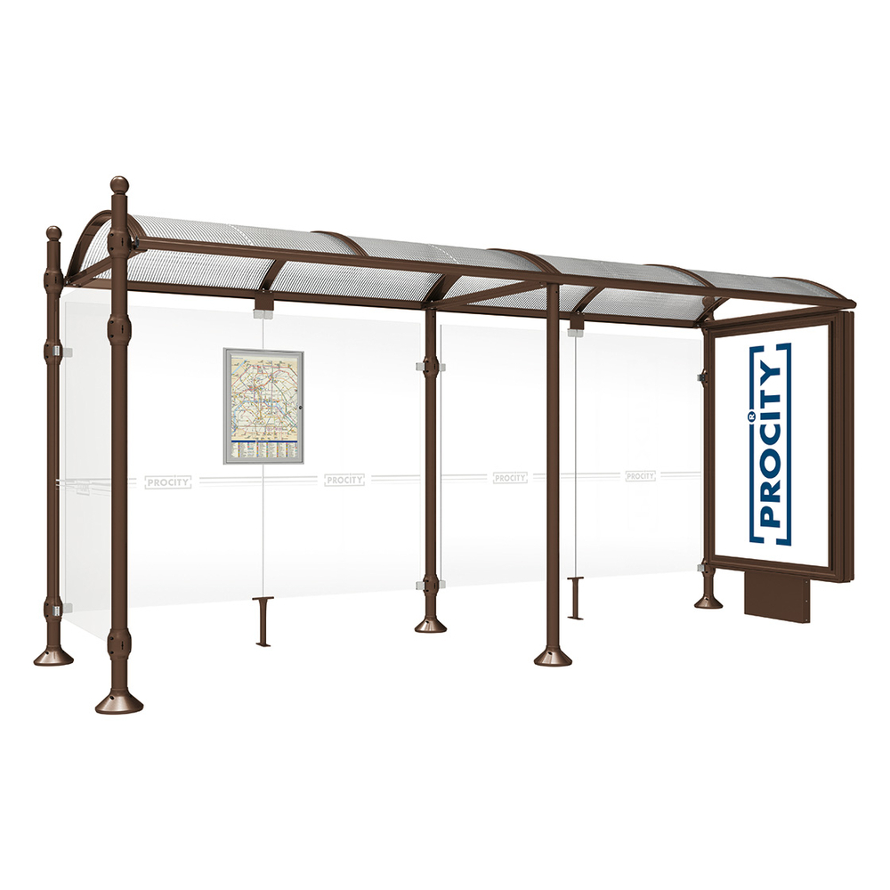 Station bus Province Boule RAL8017 - 5000 mm - un caisson lumineux et un bardage latéral - PROCITY - 529355.8017