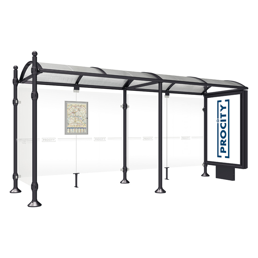 Station bus Province Boule RAL9005 - 5000 mm - un caisson lumineux et un bardage latéral - PROCITY - 529355.9005