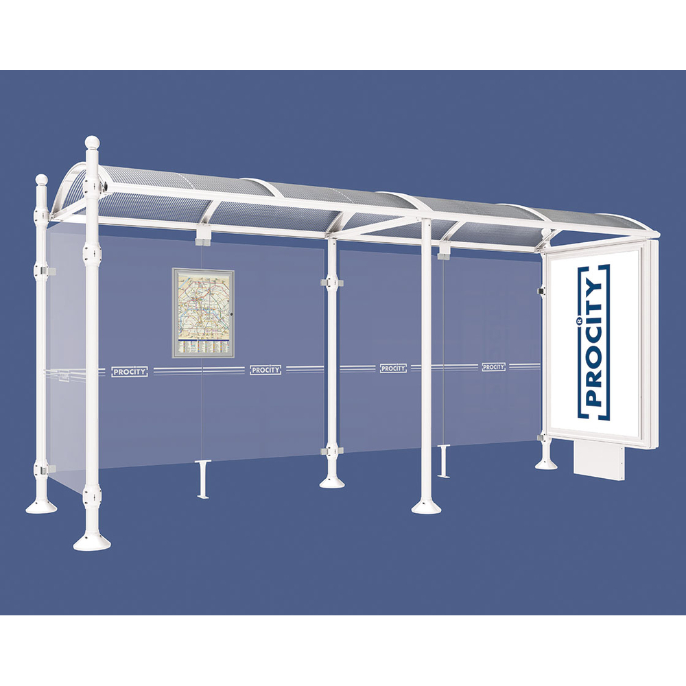 Station bus Province Boule RAL9010 - 5000 mm - un caisson lumineux et un bardage latéral - PROCITY - 529355.9010