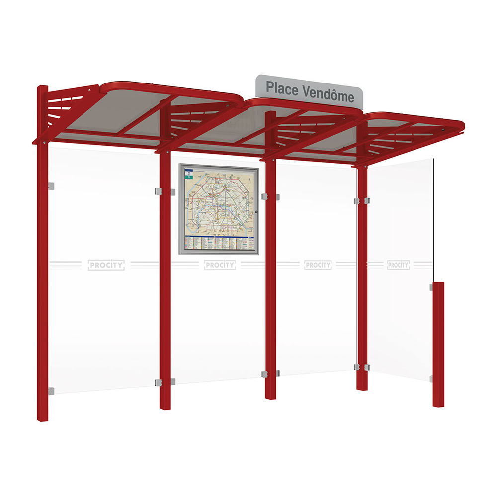 Station bus Conviviale bardages verre RAL3004 - Bardage à droite - PROCITY - 529361.3004