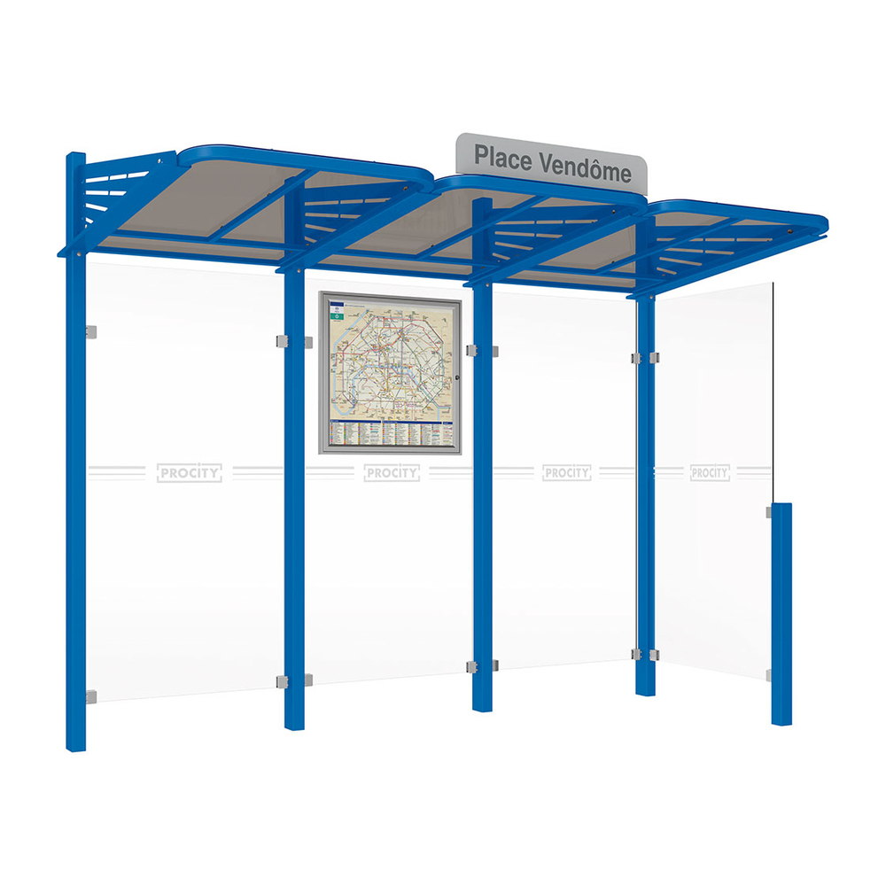 Station bus Conviviale bardages verre RAL5010 - Bardage à droite - PROCITY - 529361.5010